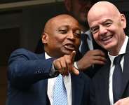 Gianni Infantino (right) has lost support from leading European football associations in his bid to remain as head of world footballs governing body Fifa. However, he maintains the backing of the African football confederation chief Patrice Motsepe (left). -  Paul Ellis / AFP