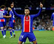 Paris St Germains Desire Doue celebrates scoring their first goal against Manchester City, October 14, 2026. -  Jason Cairnduff, Reuters