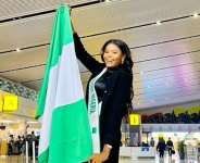 Nigerias Rep, Esther Gabriel shares stunning photos enroute Miss Globe world finale