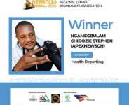 Ngamegbulam Chidozie Stephen honoured as Best Health Reporter at 5th Upper East Regional GJA Awards