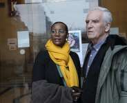 File photo: Dafroza Gauthier and her husband Alain Gauthier wait at the Paris court house on November 23, 2023. -  Christophe Ena, AP