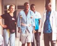 A patient walking after the operation