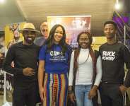 L-R: Final 5 2019 Accelerate filmmaker project- Tosin Ibitoye; Head of Accelerate TV - Colette Otusheso; Final 5 2019 Accelerate filmmaker project- Miriam Dera; and Final 5 2019 - Accelerate filmmaker project Adetola Adetayo