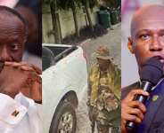 Former Finance Minister Ken Ofori Atta left, CCTV image of a military personnel on the premises of Ofori Atta middle and Prophet Kofi Oduro