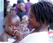 A mother and her at a child health clinic
