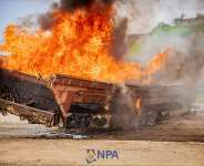 Wooden fabricated boats suspected to have been used for the conveyance and distribution of illicit and unaccounted-for fuel products
