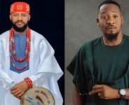 Nigerian actor Yul Edochieleft and late actor Junior Pope