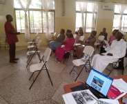 Mr Bapio (in wine shirt) addressing participants