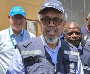 World Health Organization (WHO) Director-General Tedros Adhanom Ghebreyesus arrives in Bunia, in the eastern Democratic Republic of the Congo, where an Ebola outbreak has been declared, 30 May 2026. - AFP - GLODY MURHABAZI