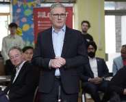 Britains Prime Minister Sir Keir Starmer speaks to Labour Party members at Kingsdown Methodist Church Hall, in Ealing, west London, Friday May 8, 2026, a day after the local elections. - AP - Stefan Rousseau