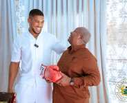British-Nigerian boxer Anthony Joshualeft and President of the Republic of Ghana, John Dramani Mahama