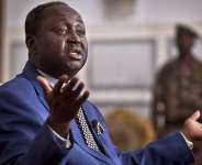 President of the Central African Republic Francois Bozize speaks to the media at the presidential palace in Bangui, Central African Republic, January 8, 2013. -  Ben Curtis, AP