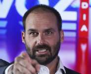 Eduardo Bolsonaro, a Brazilian lawmaker and son of President Jair Bolsonaro, speaks at a gathering of conservatives, in Mexico City, Nov. 18, 2022 -  Marco Ugarte, AP