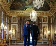 US President Donald Trump receives a tour of Chateau de Versailles from President Emmanuel Macron ahead of a dinner on June 17, 2026 -  Anna Moneymaker, Getty Images (pool)