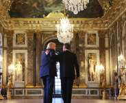 US President Donald Trump receives a tour of the Chateau de Versailles from French President Emmanuel Macron ahead of a dinner on 17 June 2026. The dinner at Versailles followed the conclusion of this weeks Group of 7 (G7) summit in Evian, France. - Getty Images via AFP - ANNA MONEYMAKER