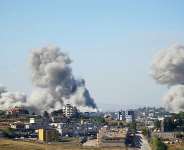 Smoke rises over the Lebanese city of Nabatieh after Israeli strikes carried out despite the announcement of a renewed ceasefire -  Abbas FAKIH / AFP