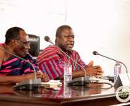 President of the Volta Regional House of Chiefs, Togbe Tepre Hodo IV (left) with the Volta Regional Minister, Hon James Gunu (right).