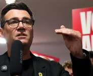 File photo of Andy Burnham delivers a speech ahead of the June 18 Makerfield by-election, in Wigan, UK on June 13, 2026. -  Temilade Adelaja, Reuters