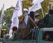 File photo of Taliban fighters and supporters during celebrations marking the fourth anniversary of the US withdrawal taken in Kabul, Afghanistan on August 15, 2025. -  Nava Jamshidi, AP