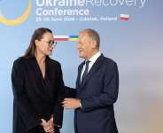 Polish Prime Minister Donald Tusk welcomes Ukrainian Prime Minister Yulia Svyrydenko to the Conference on Ukraine’s Recovery in Gdask, Poland, on June 25, 2026. -  Lukasz Glowala, Reuters