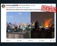 Pro-Russian social media users claimed on June 15, 2026, that a fire at the Dormition Cathedral in Kyiv was caused by a Ukrainian strike. Their so-called “proof”, however, was AI-generated. -  X