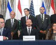 The Lebanon-Israel-US signing ceremony took place in Washington -  SAUL LOEB / AFP