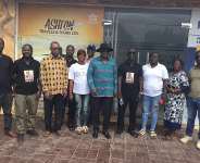 Hon. Ashietey , 5th from right, in a group photo with members of the delegation and some members of the NDC at Korle Klottey.