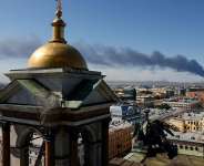 Heavy smoke billows after Ukrainian drones hit infrastructure, according to local authorities, in St Petersburg, Russia June 3, 2026. - Reuters