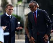 French President Emmanuel Macron welcomes Rwandan President Paul Kagame to attend the inauguration ceremony of the Habib-Bourgiba esplanade along the River Seine, a new memorial site paying tribute to the victims of the Rwandas genocide, in Paris, France, on 2 June, 2026. - REUTERS - Sarah Meyssonnier