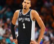 Victor Wembanyama of the San Antonio Spurs reacts during the fourth quarter of the Spurs loss to the New York Knicks in game one of the NBA Finals -  Gregory Shamus / GETTY IMAGES NORTH AMERICA/AFP