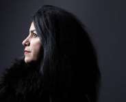 French-Iranian graphic novelist, cartoonist, illustrator and film director, Marjane Satrapi, poses during a photo session in Paris in November 2022. - AFP - JOEL SAGET