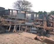 VIDEO: Fuel tanker driver burnt to death in fiery crash at Adubinso, seven shops destroyed