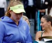 Getty ImagesImage caption: Ukraines Marta Kostyuk (right) beat Russias Mirra Andreeva when they met in last months Madrid Open final