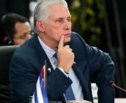 Cubas President Miguel Diaz-Canel gestures during the BRICS summit second plenary session in Rio de Janeiro, Brazil, on July 6, 2025. - Pablo Porciuncula, AFP