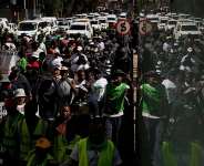 South Africans protest against illegal migration in Johannesburg, on Wednesday, 29 April 2026. - AP - Themba Hadebe