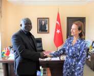 KoKMA MCE, Nii Adjei Tawiah , left exchanging pleasantries with the Turkish Ambassador to Ghana ,H.E Ozlem Egun