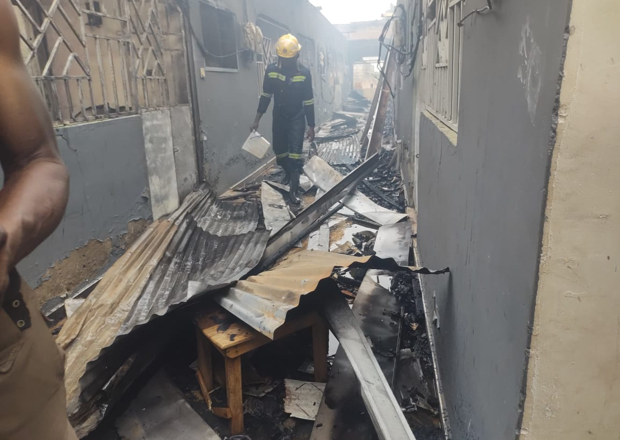 A personnel from GNFS at one of the affected houses