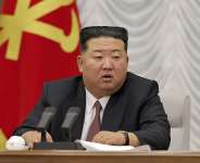 North Korea’s leader Kim Jong-un attends the First Enlarged Meeting of the Ninth Central Military Commission of the Workers Party of Korea at the government complex No. 1 in Pyongyang. -  KCNA via KNS, AFP