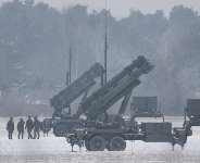 A file photo of Patriot missile launchers acquired by Ukraine from the US and deployed in Warsaw, Poland, on February 6, 2023. -  Michal Dyjuk, AP