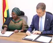 Minister for Tourism, Culture and Creative Arts Hon. Abla Dzifa Gomashie signing Ghana an MoU on Heritage and Tourism Cooperation with the Foreign Minister of the Republic of Serbia H.E Marko Duric
