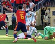 Ferran Torres #7 of Spain celebrates scoring his teams first goal during the FIFA World Cup 2026 Final match between Spain and Argentina at New York New Jersey Stadium on July 19, 2026 in East Rutherford, New Jersey. -  Justin Setterfield, Getty Images via AFP