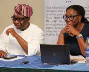National Commissioner, Nigeria Data Protection Bureau, Dr. Vincent Olatunji (L) and Former Executive Director, Data Protection Commission, Ghana, seated during the Focus Group Discussion on Data Protection in Nigeria
