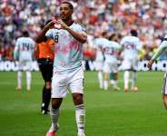 Belgiums Youri Tielemans celebrates scoring their third goal. - Agustin Marcarian, Reuters