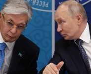 It is a shame, young people are dying, Kazakh leader Kassym-Jomart Tokayev told Russian President Vladimir Putin. -  Vyacheslav Prokofyev, Pool, AFP