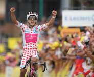Ecuadors Richard Carapaz celebrates as he crosses the finish line to win the twentieth stage of the Tour de France cycling race with start in Le Bourg dOisans and finish in Alpe dhuez, France,  July 25, 2026 -  Mosaab Elshamy, AP Photo