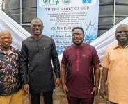 Mr Richard Kasu, Executive Director of CFF-Ghana (1st on the left), Hon. Frank Afriyie, MP for Afadjato South (2nd on the left), followed by Dr Sodzi-Tettey, CEO, National Vaccine Institute, with Hon. Manfred Tawia (1st on the right)