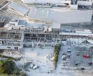 An aerial view shows the damaged Aeon Mall shopping centre after an earthquake in Kashima Town, Kumamoto Prefecture, Japan, July 28, 2026. -  via Reuters - Kyodo