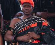 Wenchimanhene, Osagyefo Ampem Anye Amoampong Tabrako III sitting in state during the One-Week observation of Wenchi Hemaa.