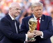 Getty ImagesImage caption: Fifa president Gianni Infantino (left) and US President Donald Trump at the 2026 World Cup final