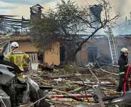 This photo provided by the Ukrainian Emergency Service, shows the site of Russian missile strikes in Kyiv region, Ukraine, 24 July 2026. -  Ukrainian Emergency Service via AP